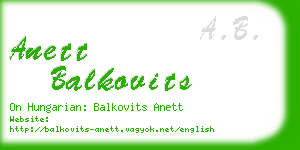 anett balkovits business card